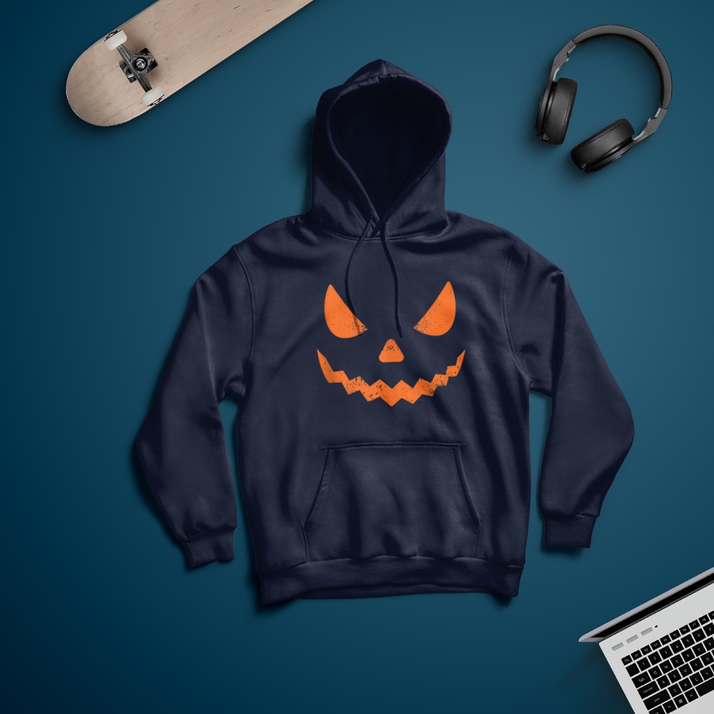 Pumpkin Jack O' Lantern Face, Evil Smile, Halloween Costume T-Shirt