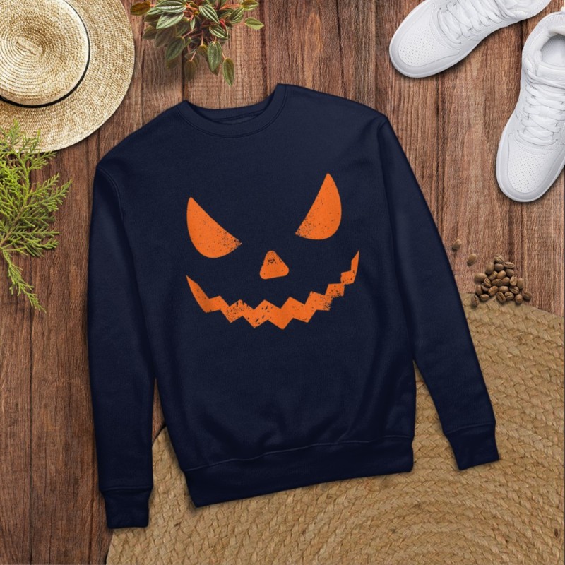 Pumpkin Jack O' Lantern Face, Evil Smile, Halloween Costume T-Shirt