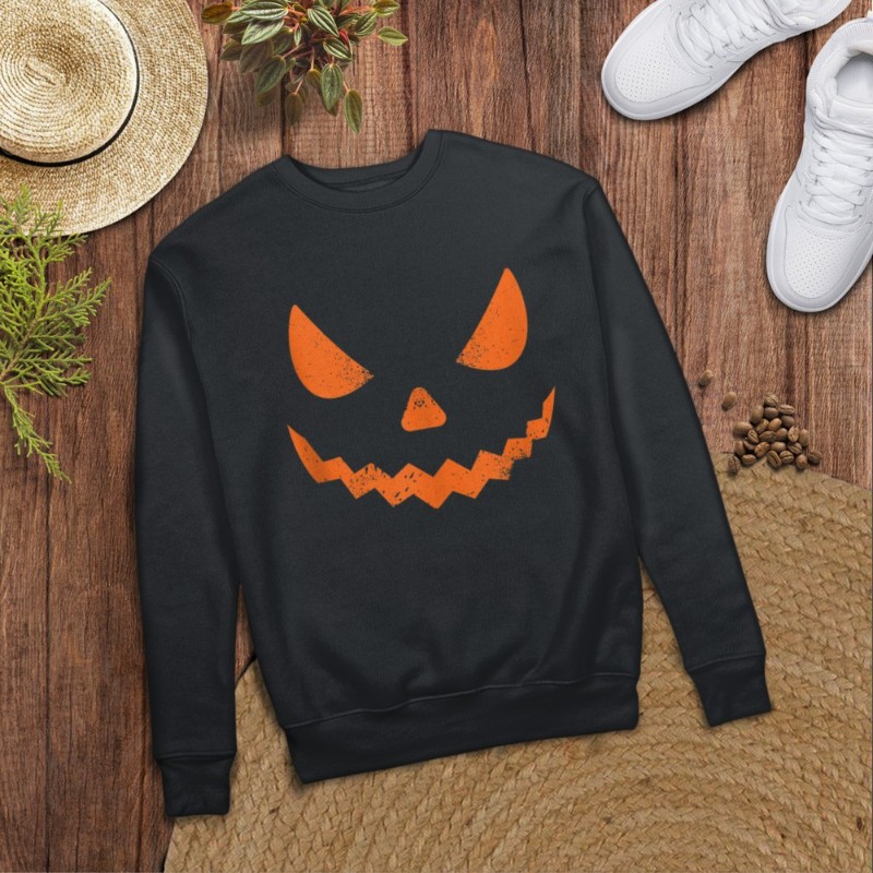 Pumpkin Jack O' Lantern Face, Evil Smile, Halloween Costume T-Shirt