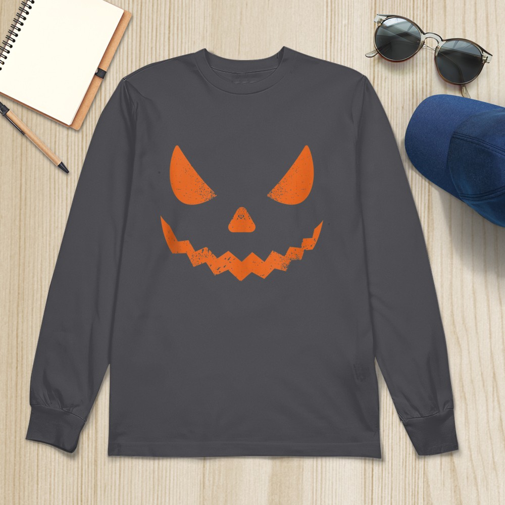 Pumpkin Jack O' Lantern Face, Evil Smile, Halloween Costume T-Shirt