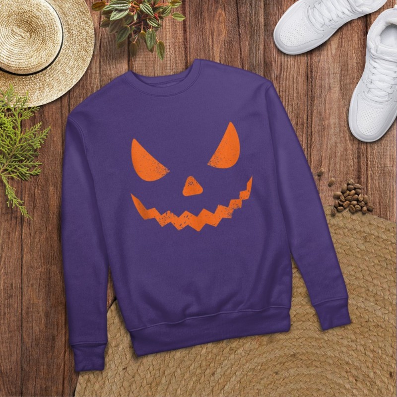 Pumpkin Jack O' Lantern Face, Evil Smile, Halloween Costume T-Shirt
