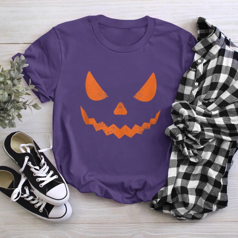 Pumpkin Jack O' Lantern Face, Evil Smile, Halloween Costume T-Shirt