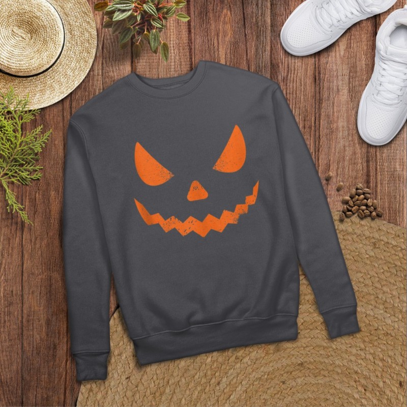 Pumpkin Jack O' Lantern Face, Evil Smile, Halloween Costume T-Shirt