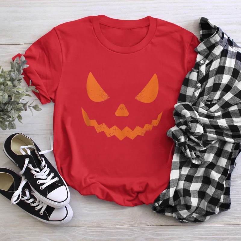 Pumpkin Jack O' Lantern Face, Evil Smile, Halloween Costume T-Shirt